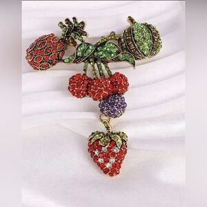 Colorful Fruit Broach Pin Metal Base